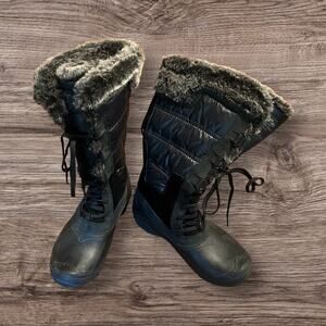 North Face Women’s Faux Fur Lined Lace Up Snow Boots Faux Suede Size 6.5